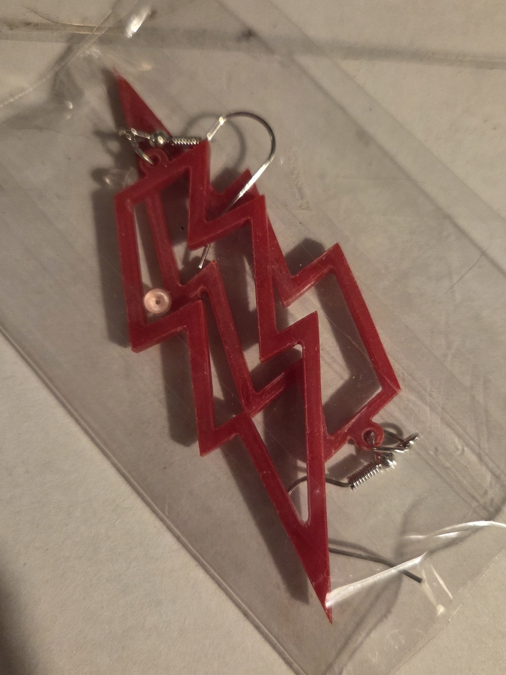 Red Lightening Bolt Earring NWOT